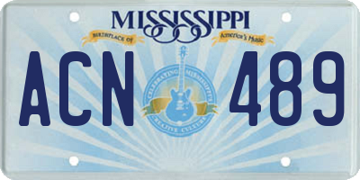 MS license plate ACN489