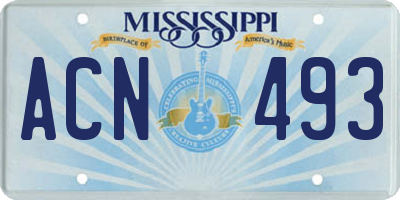 MS license plate ACN493