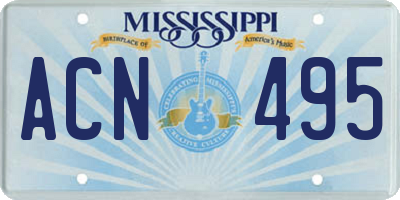 MS license plate ACN495