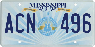 MS license plate ACN496