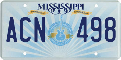 MS license plate ACN498