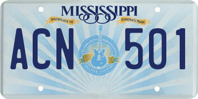MS license plate ACN501