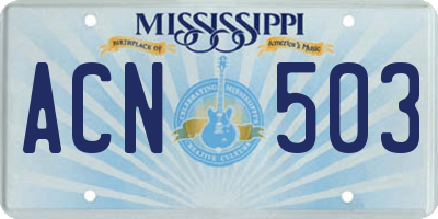 MS license plate ACN503