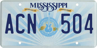 MS license plate ACN504