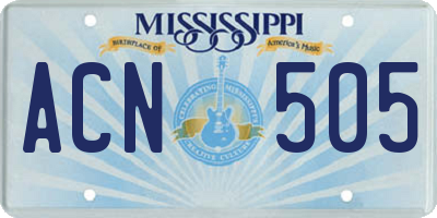 MS license plate ACN505