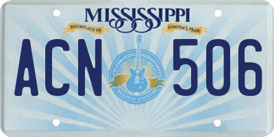 MS license plate ACN506
