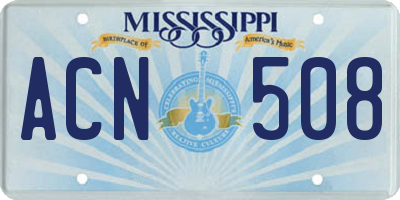 MS license plate ACN508