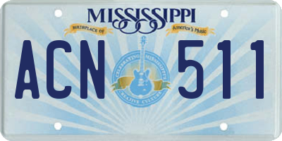 MS license plate ACN511