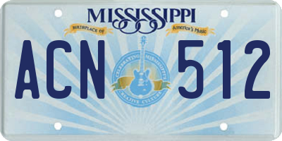 MS license plate ACN512