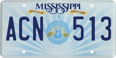 MS license plate ACN513