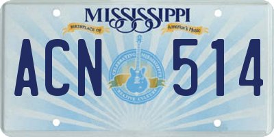 MS license plate ACN514