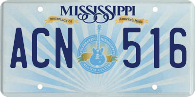 MS license plate ACN516