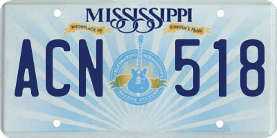 MS license plate ACN518