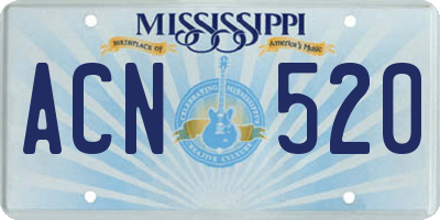 MS license plate ACN520