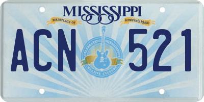 MS license plate ACN521