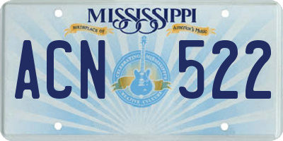 MS license plate ACN522