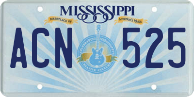 MS license plate ACN525