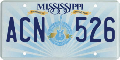 MS license plate ACN526
