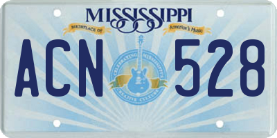 MS license plate ACN528