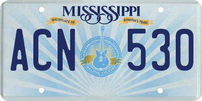 MS license plate ACN530