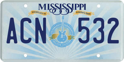MS license plate ACN532