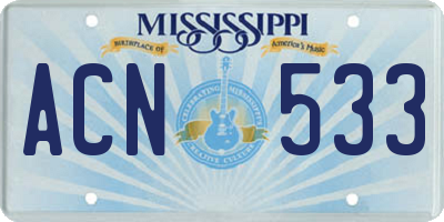 MS license plate ACN533