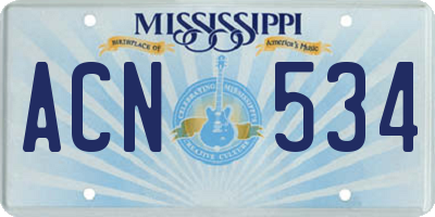 MS license plate ACN534