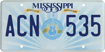 MS license plate ACN535
