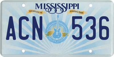 MS license plate ACN536