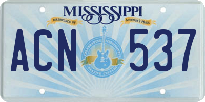MS license plate ACN537