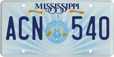 MS license plate ACN540