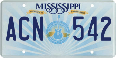 MS license plate ACN542