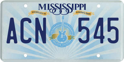 MS license plate ACN545