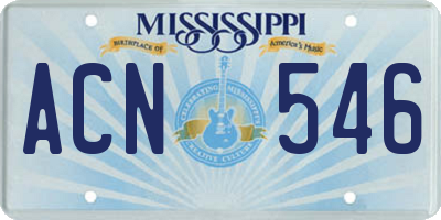 MS license plate ACN546