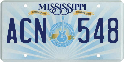 MS license plate ACN548