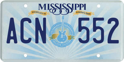 MS license plate ACN552