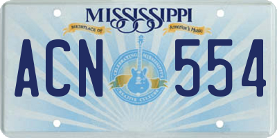 MS license plate ACN554