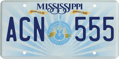 MS license plate ACN555