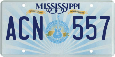 MS license plate ACN557