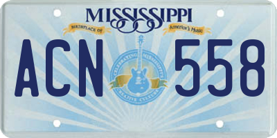 MS license plate ACN558