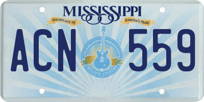 MS license plate ACN559