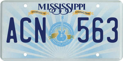 MS license plate ACN563