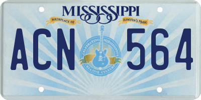 MS license plate ACN564