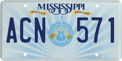 MS license plate ACN571
