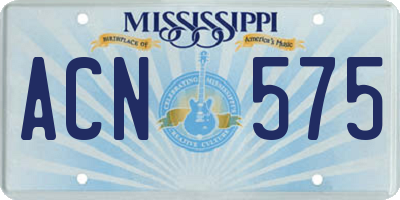 MS license plate ACN575