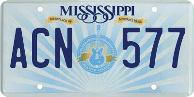 MS license plate ACN577