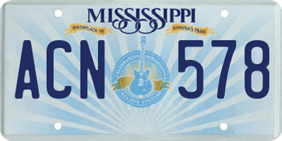 MS license plate ACN578