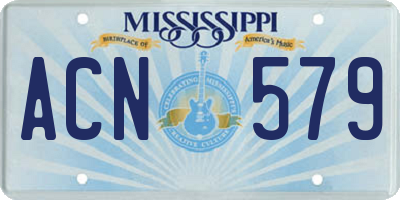 MS license plate ACN579