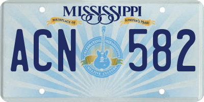 MS license plate ACN582