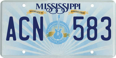 MS license plate ACN583